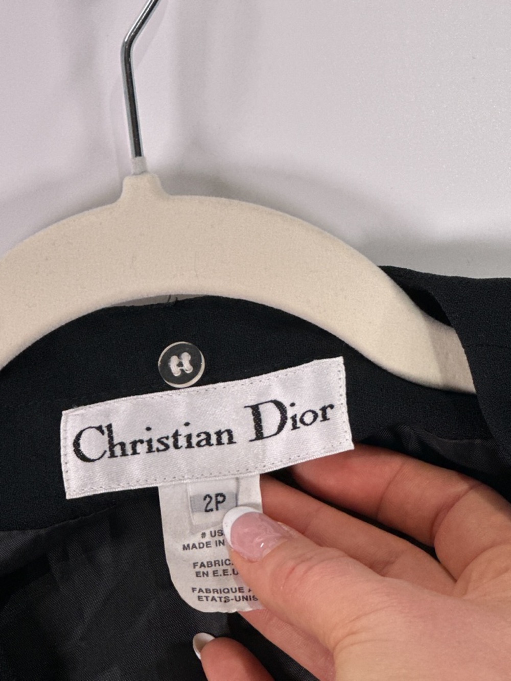 Christian Dior Vintage Collarless Open Front Crepe Blazer Black XXS - Picture 8 of 12